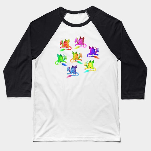 Rainbow Fairy Dragons Baseball T-Shirt by chronicallycrafting